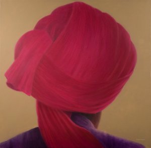 Turbante Rosso Scuro, Giacca Viola